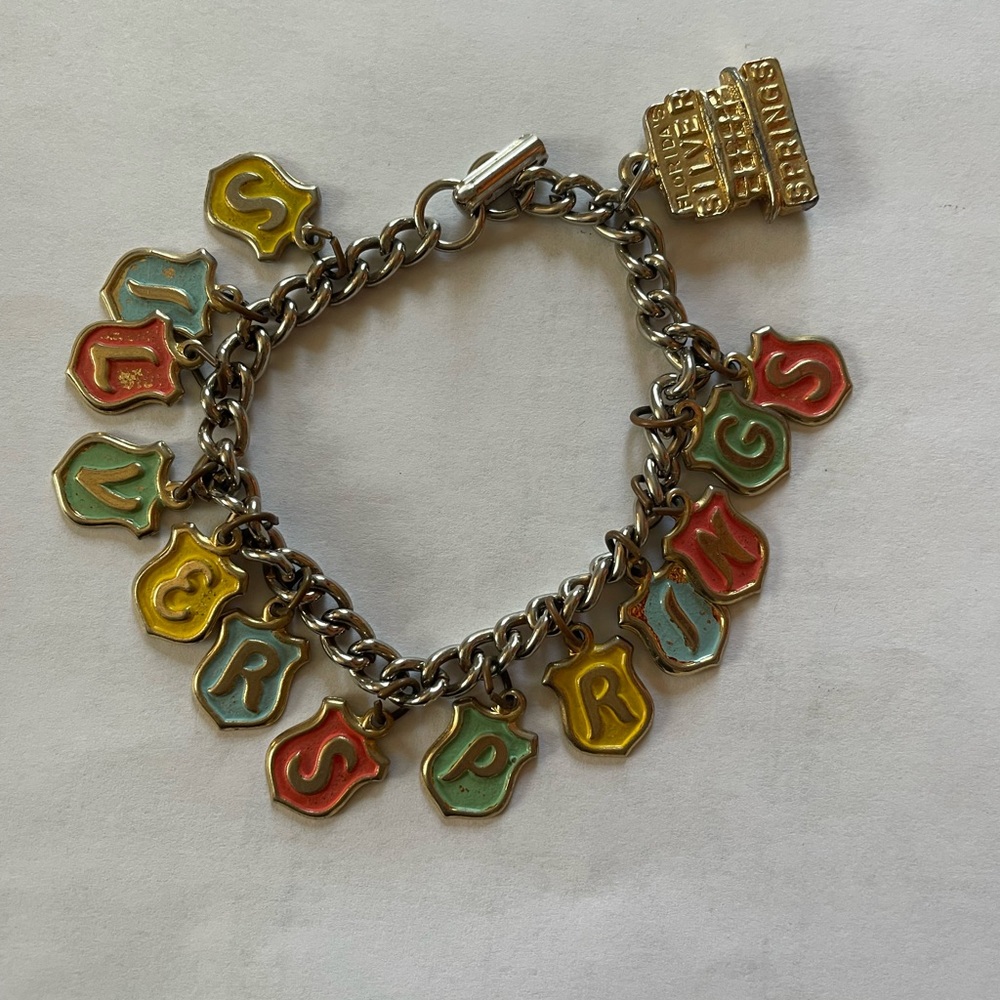 ✨Retro one of a kind silver springs Florida charm bracelet